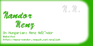 nandor menz business card